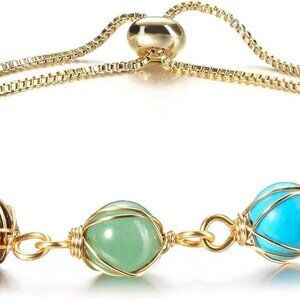 7 Chakra Stones Bracelet Natural Gemstone Adjustable Reiki Healing Jewelry